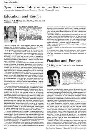 Open Discussion: Education and Practice in Europe