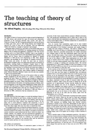 The Teaching of Theory of Structures