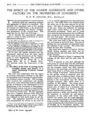 The Effect of the Coarse Aggregate and Other Factors on the Properties of Concrete