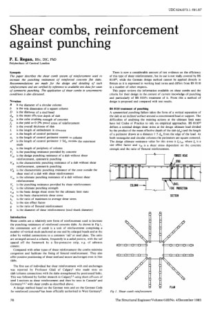 Shear Combs, Reinforcement Against Punching