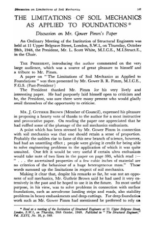 The Limitations of Soil Mechanics as Applied to Foundations. Discussion on Mr. Gower Pimm's Paper