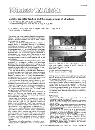 Correspondence Variable Repeated Loading and the Plastic Design of Structures by J.M. Davies