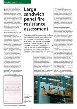 Large sandwich panel fire resistance assessment