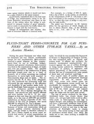 Fluid -Tight Ferro-Concrete for Gas Purifiers and other Storage Tanks