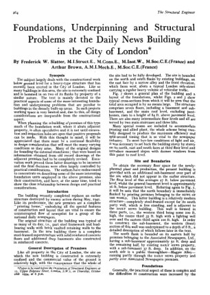 Foundations, Underpinning and Structural Problems at the Daily News Building in the Citv of London