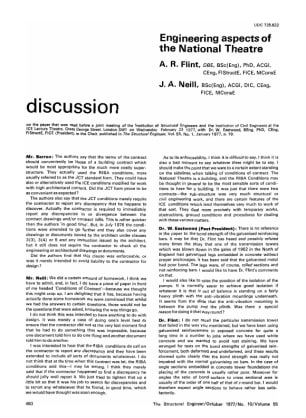 Discussion on Engineering Aspects of the National Theatre by A.R. Flint and J.A. Neill