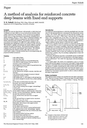 A Method of Analysis for Reinforced Concrete Deep Beams with Fixed End Supports