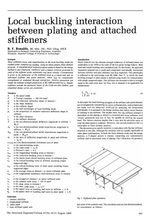 Local Buckling Interaction Between Plating and Attached Stiffeners