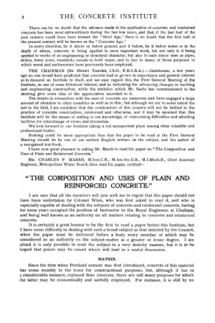 The composition and uses of plain and reinforced concrete