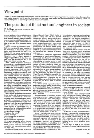 The Position of the Structural Engineer in Society