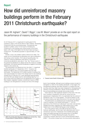 How did unreinforced masonry buildings perform in the February 2011 Christchurch earthquake?