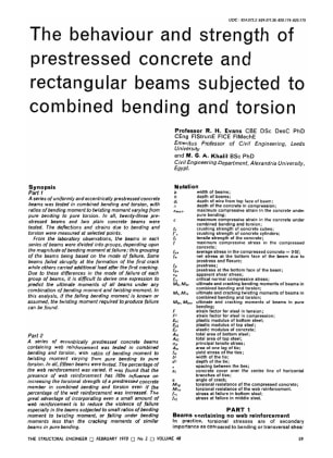 The Behaviour and Strength of Prestressed Concrete and Rectangular Beams Subjected to Combined Bendi