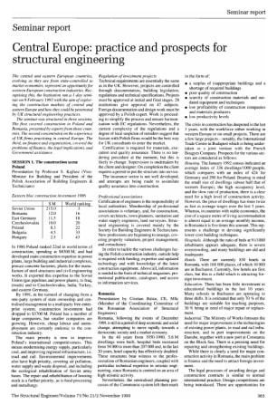 Central Europe: Practice and Prospects for Structural Engineering