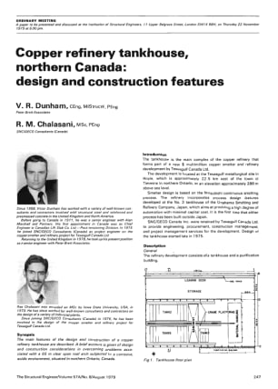 Copper Refinery Tankhouse, Northern Canada: Design and Construction Features