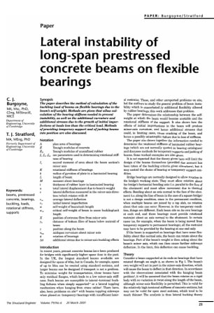 Lateral Instability of Long-Span Prestressed Concrete Beams on Flexible Bearings
