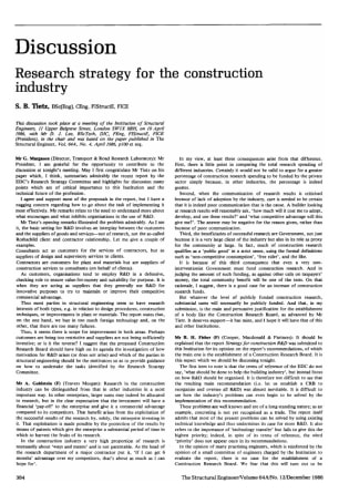 Discussion on Research Strategy for the Construction Industry by S.B. Tietz