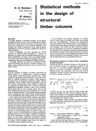 Statistical Methods in the Design of Structural Timber Columns