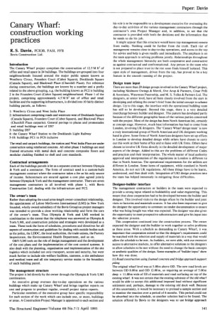 Canary Wharf: Construction Working Practices