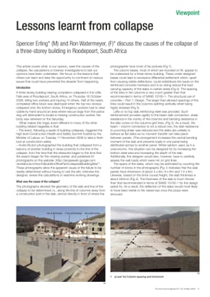 Lessons learnt from collapse of a three-storey building in Roodepoort, South Africa