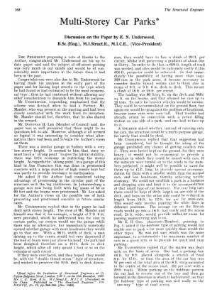 Multi-Storey Car Parks Discussion on the Paper by E. N. Underwood, B.Sc.(Eng.), M.I.Struct.E., M.I.C