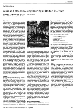 Academia. Civil and Structural Engineering at Bolton Institute