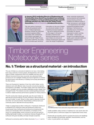 Timber Engineering Notebook series. No. 1: Timber as a structural material - an introduction