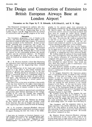 The Design and Construction of Extension to British European Airways Base at  London Airport. Discus