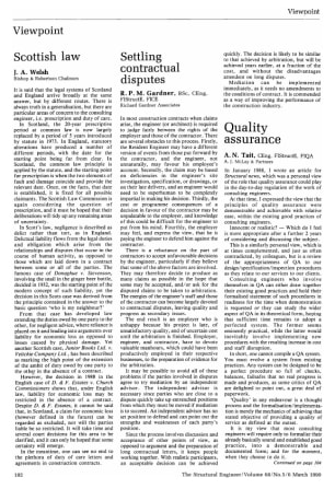 Scottish Law; Settling Contractual Disputes; Quality Assurance