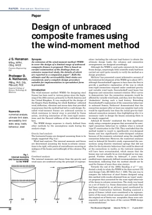 Design of unbraced composite frames using the wind-moment method
