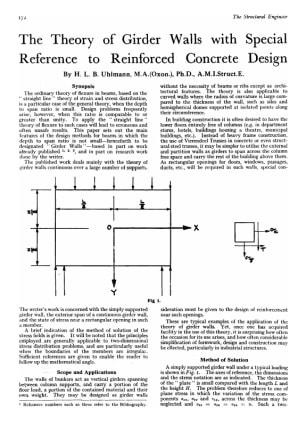 The Theory of Girder Walls with Special Reference to Reinforced Concrete Design