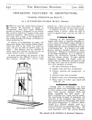 Tripartite Features in Architecture "Wisdom, Strength and Beauty"
