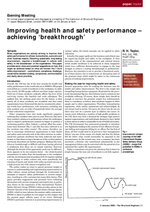 Improving health and safety performance &#8211;achieving &#8216;breakthrough&#8217;