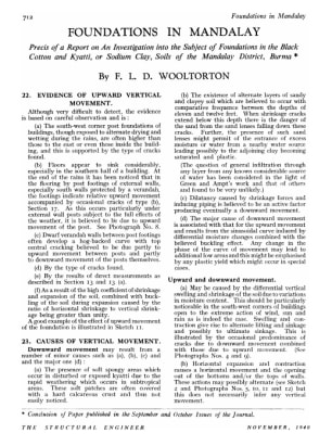 Foundations in Mandalay. Precis of a Report on An Investigation into the Subject of Foundations in t