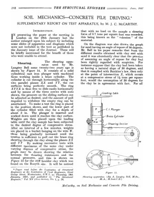 Soil Mechanics - Concrete Pile Driving. Supplementary Report on Test Apparatus
