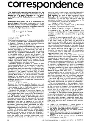 Correspondence. 'The Distributed Mass-Stiffness Technique for the Dynamical Analysis of Complex Fram