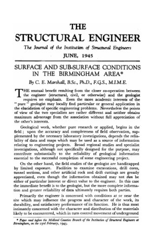 Surface and Sub-Surface Conditions in the Birmingham Area