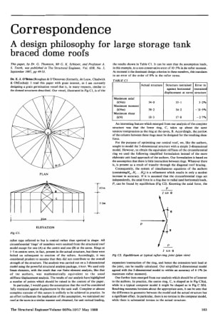 Correspondence on A Design Philosophy for Large Storage Tank Braced Dome Roofs by Dr. G. Thomson, Mr