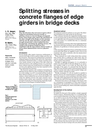 Splitting stresses in concrete flanges of edge girders in bridge decks