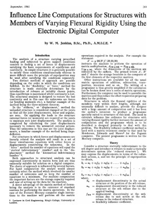 Influence Line Computations for Structures with Members of Varying Flexural. Rigidity Using the Elec
