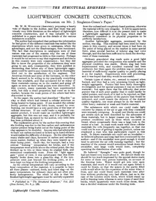 Lightweight Concrete Construction. Discussion on Mr. J. Singleton-Green's Paper