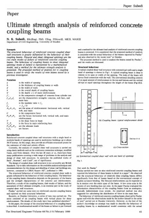 Ultimate Strength Analysis of Reinforced Concrete Coupling Beams
