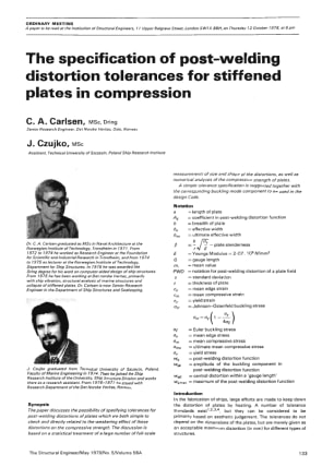 The Specification of Post-welding Distortion Tolerances for Stiffened Plates in Compression