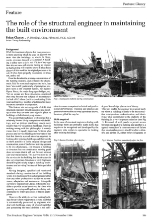 The Role of the Structural Engineer in Maintaining the Built Environment
