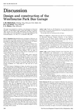 Discussion on Design and Construction of the Westbourne Park Garage by I.H. McFarlane, R.F.D. Povey 