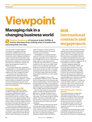 Viewpoint: Managing risk in a changing business world: BIM, international contracts and megaprojects