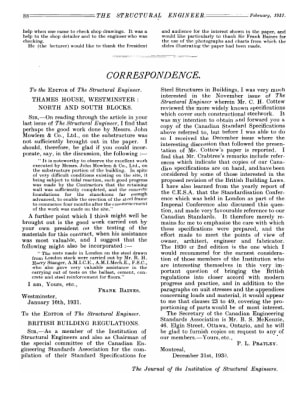 Correspondence Thames House, Westminster: North and South Blocks