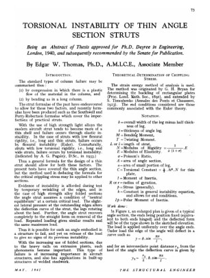 Torsional Instability of Thin Angle Section Struts