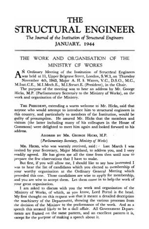 The Work and Organisation of the Ministry of Works