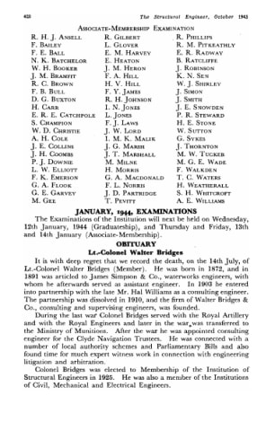 Obituary, Lt .-Colonel Walter Bridges