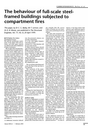 Correspondence on The Behaviour of Full-Scale Steel-Framed Buildings Subjected to Compartment Fires 